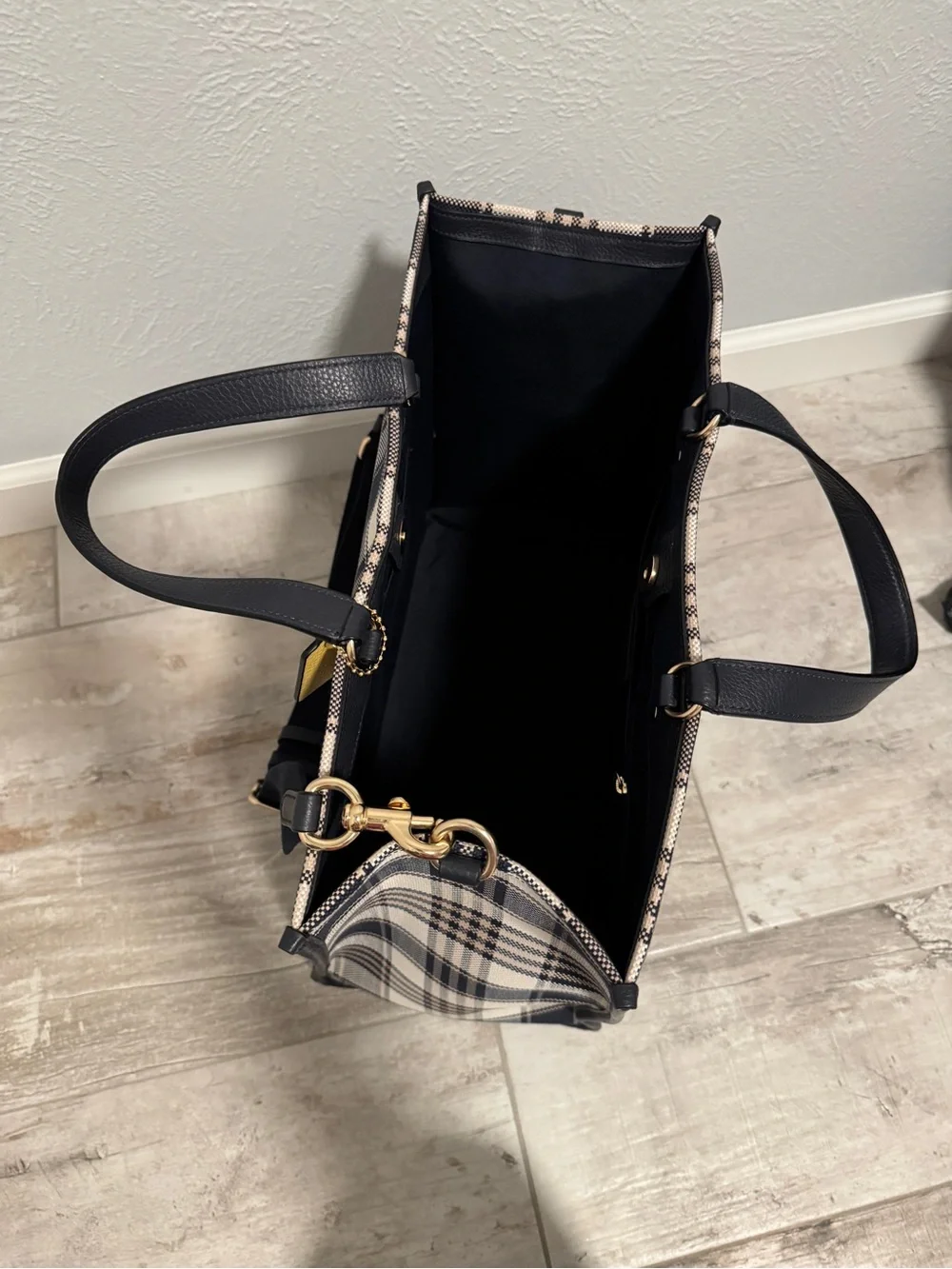 Coach Dempsey Carryall with Garden Plaid Print and Coach Patch